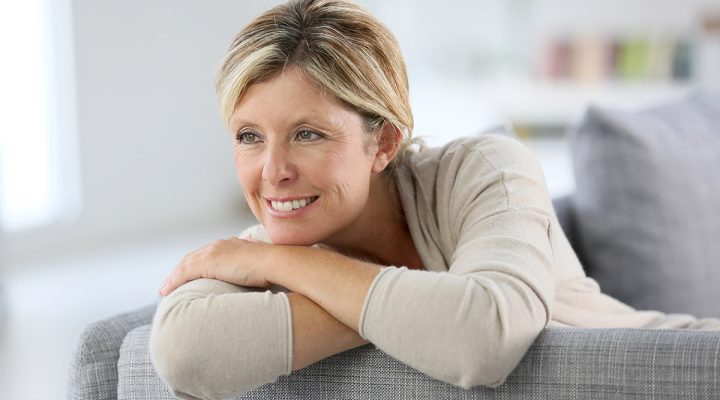 woman smiling at home
