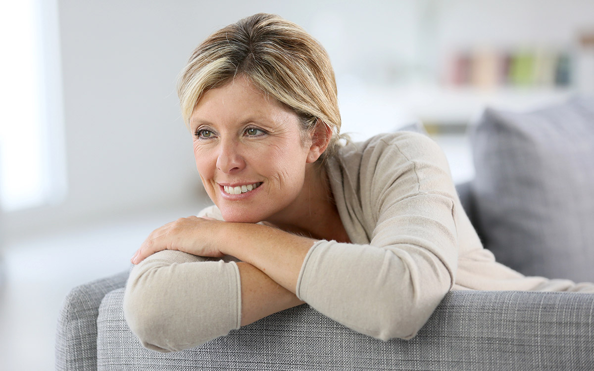 woman smiling at home