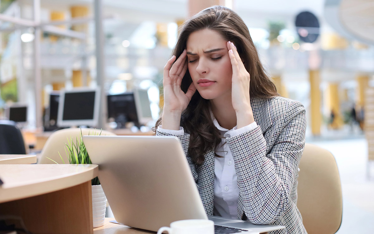 fatigue woman trying to work