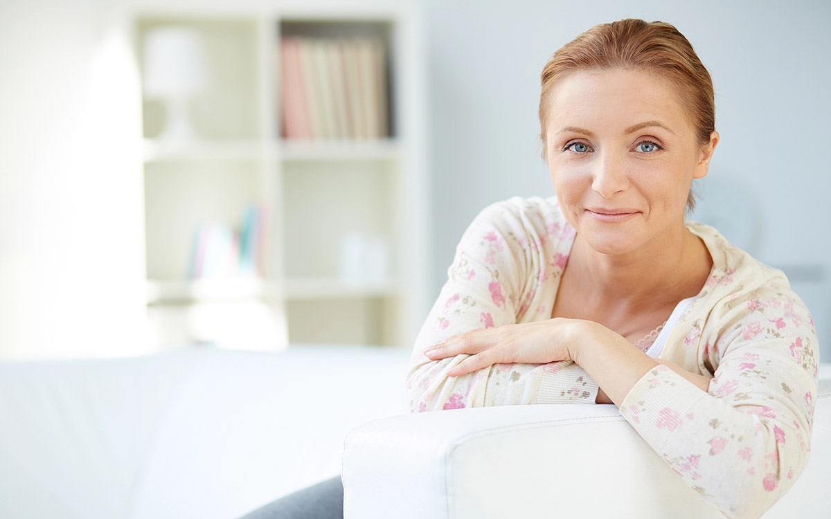 woman smiling at home