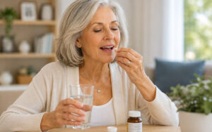 senior woman taking her compound medication