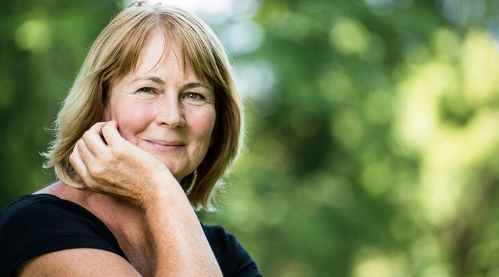 healthy senior woman smiling at home