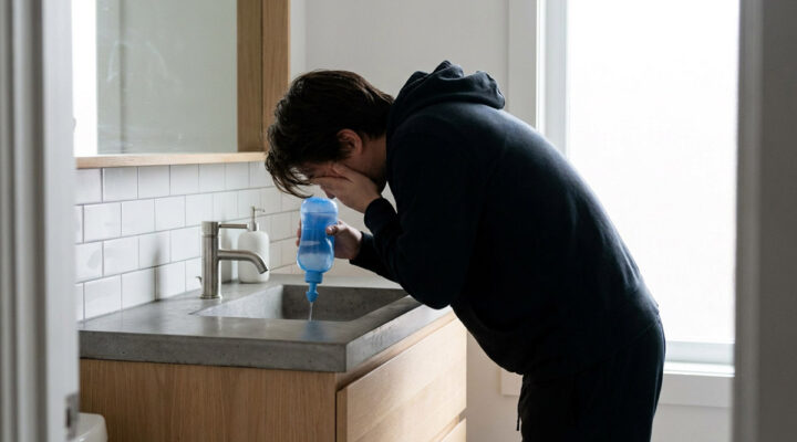 man at home suffering from sinus